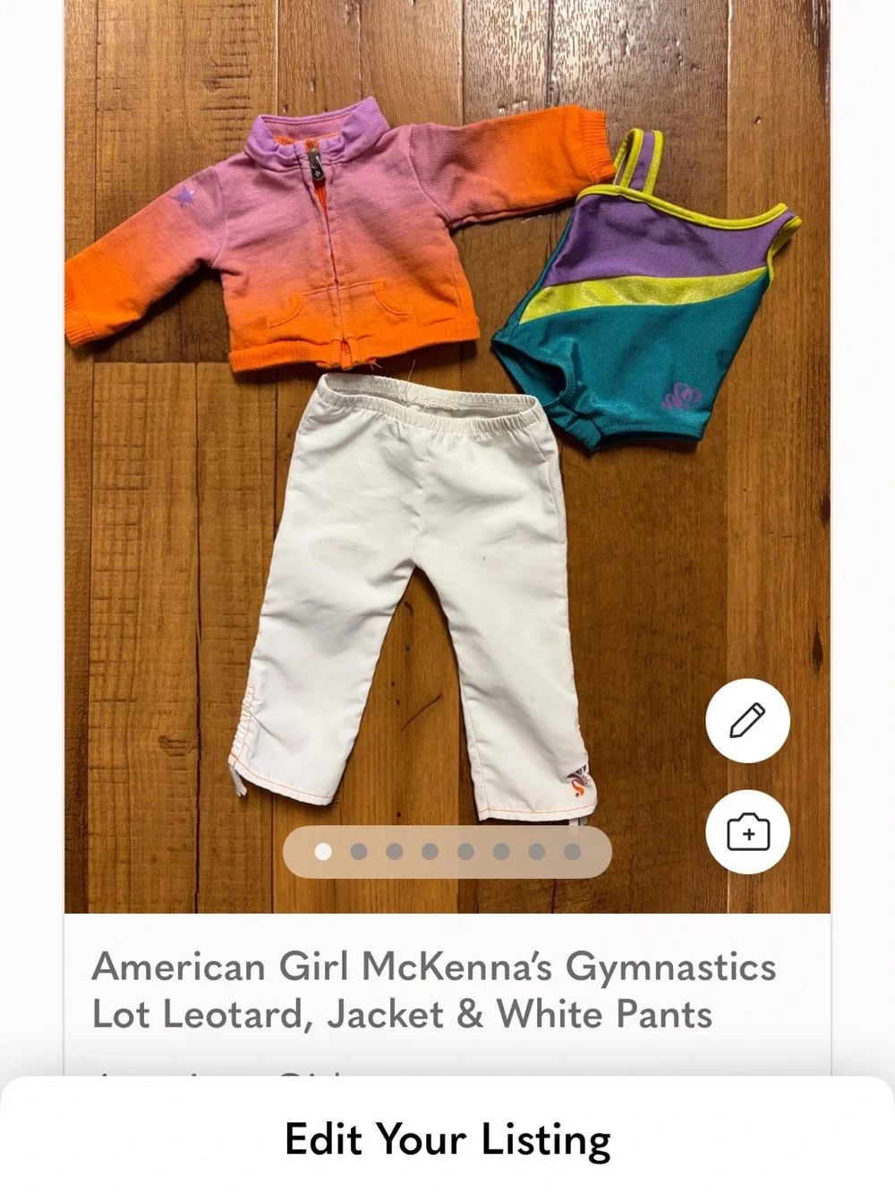 American Girl Three Piece Gymnastics Set-Leotard, Jacket And Pants EUC